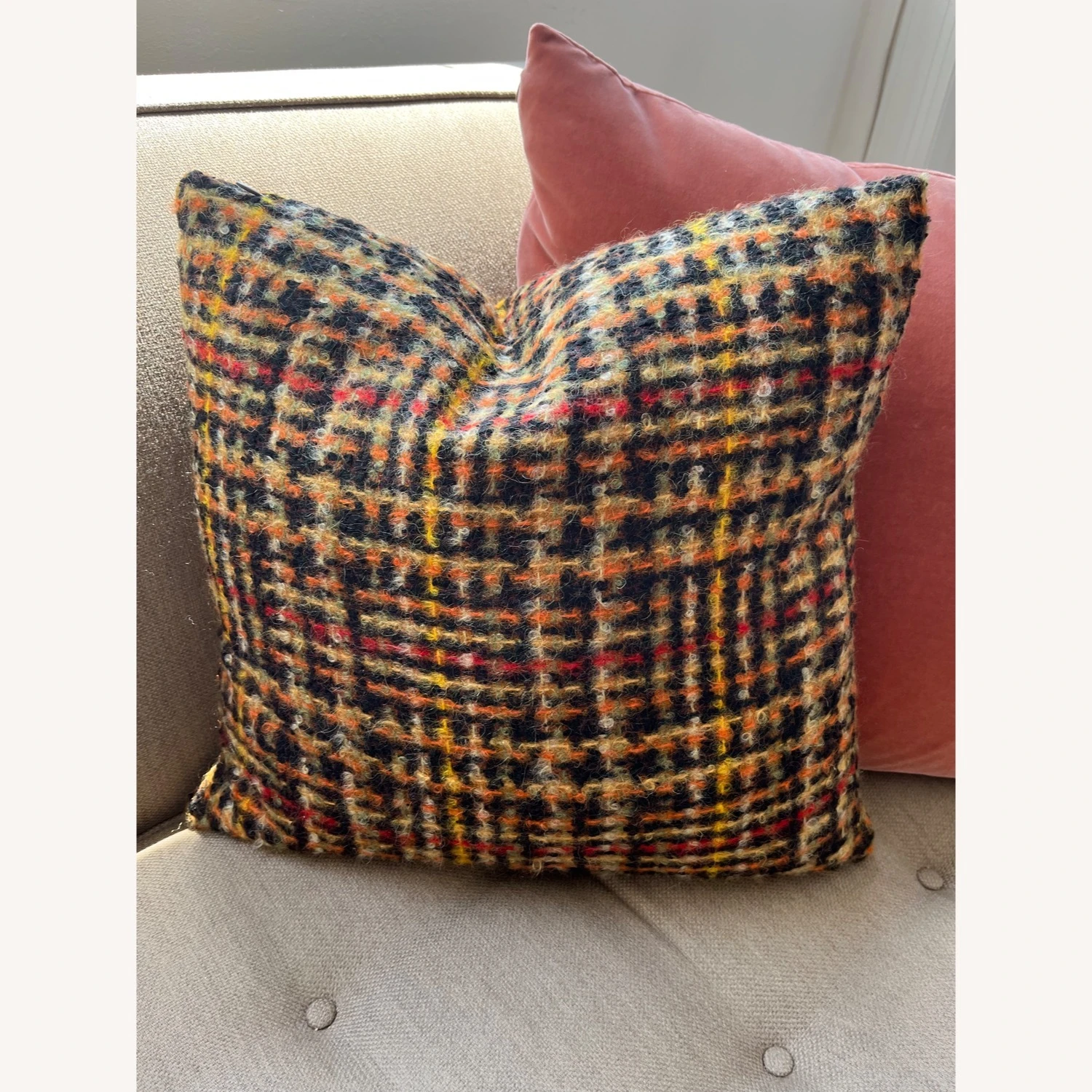 DWR Maharam Wool Tartan Plaid Passel Pillow 11 DWR Maharam Wool Tartan Plaid Passel Pillow - Image 9