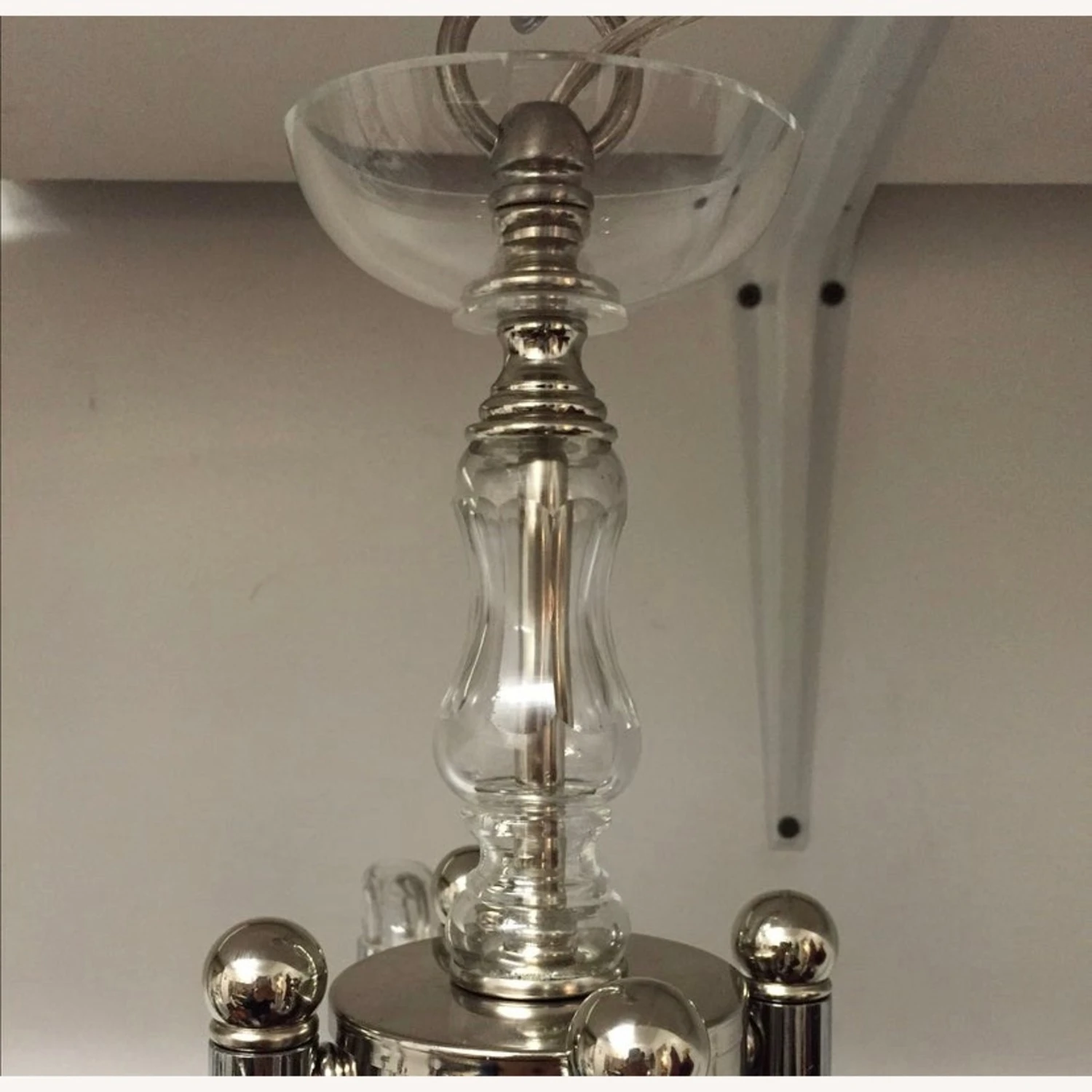 Inverted Four Arms Glass & Nickel Chandelier 6 Inverted Four Arms Glass & Nickel Chandelier - Image 4