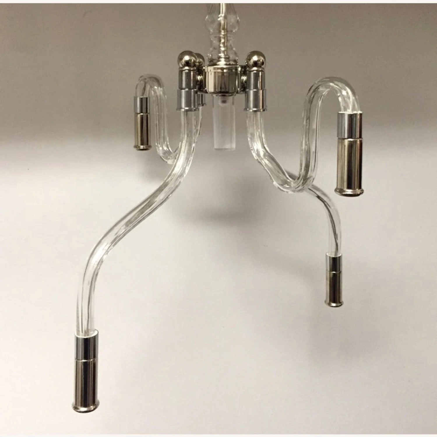 Inverted Four Arms Glass & Nickel Chandelier 8 Inverted Four Arms Glass & Nickel Chandelier - Image 6