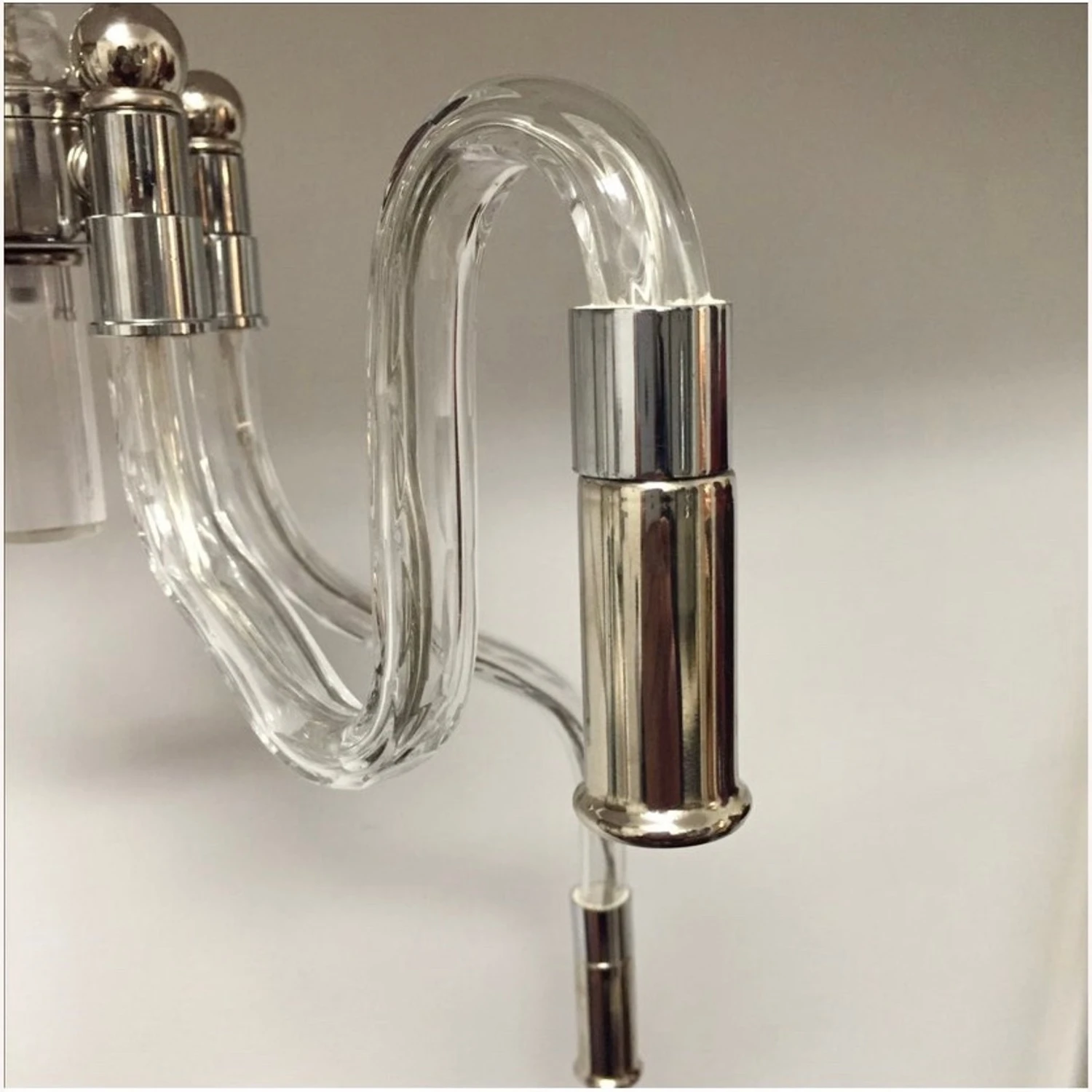 Inverted Four Arms Glass & Nickel Chandelier 10 Inverted Four Arms Glass & Nickel Chandelier - Image 8