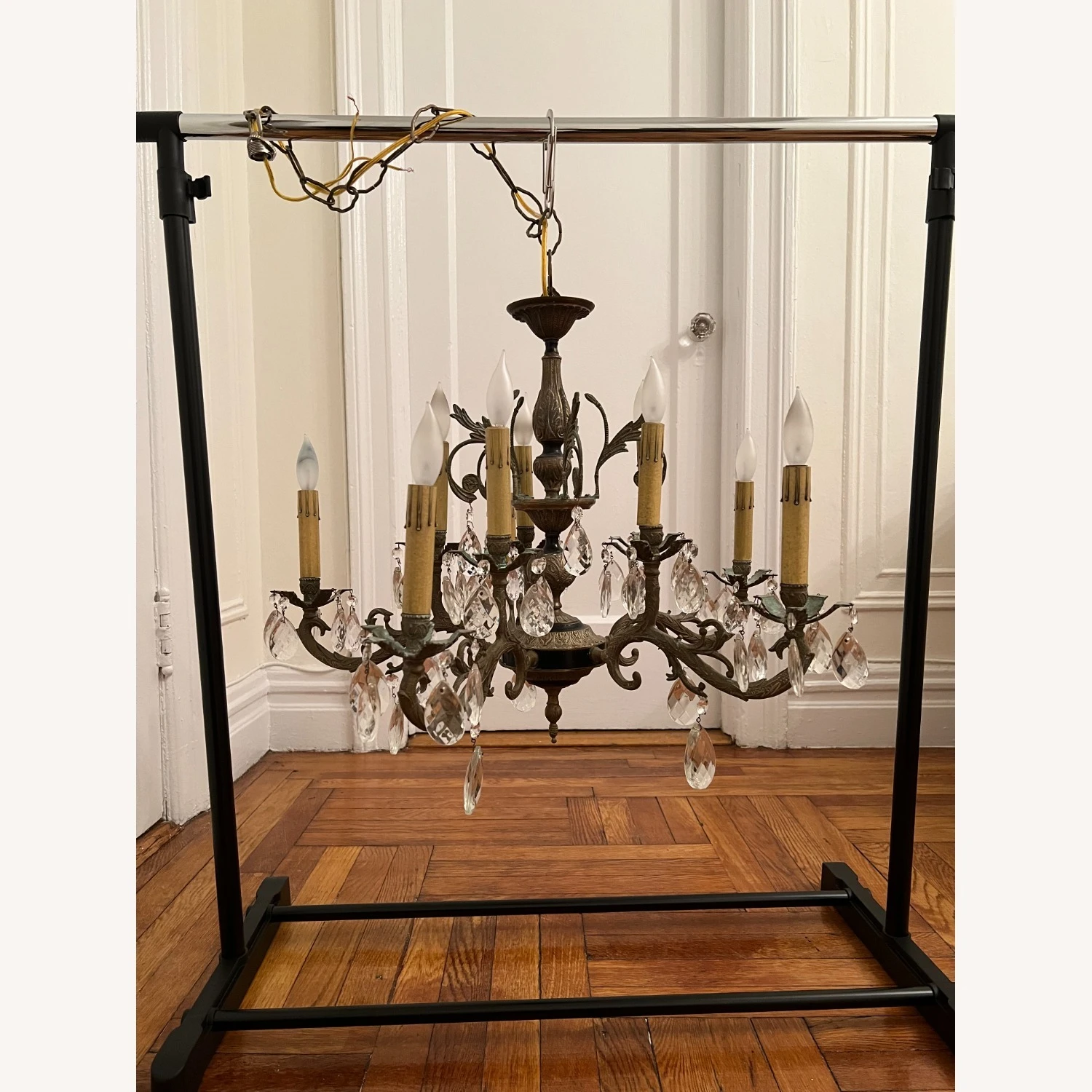 Vintage Spanish Brass 10 Light Chandelier 7 Vintage Spanish Brass 10 Light Chandelier - Image 5