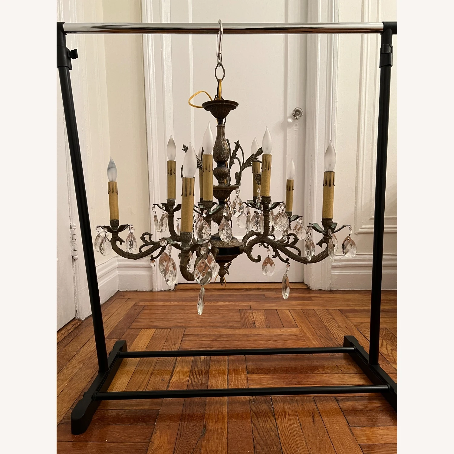 Vintage Spanish Brass 10 Light Chandelier 8 Vintage Spanish Brass 10 Light Chandelier - Image 6