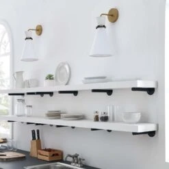 Other Wall Lamp In Hourglass Shaped White & Satin Brass