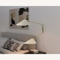 Other 2-Light Wall Lamp In White W/ Satin Brass Rods