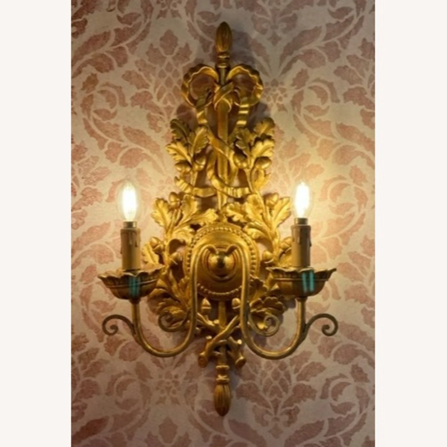 Hand-Crafted In Italy Gold Leaf Sconces (Pair) 6 Hand-Crafted In Italy Gold Leaf Sconces (Pair) - Image 4