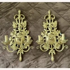 Hand-Crafted In Italy Gold Leaf Sconces (Pair) 12 Hand-Crafted In Italy Gold Leaf Sconces (Pair) -Home Furnishings Store 1500 1500 frame 0 10825