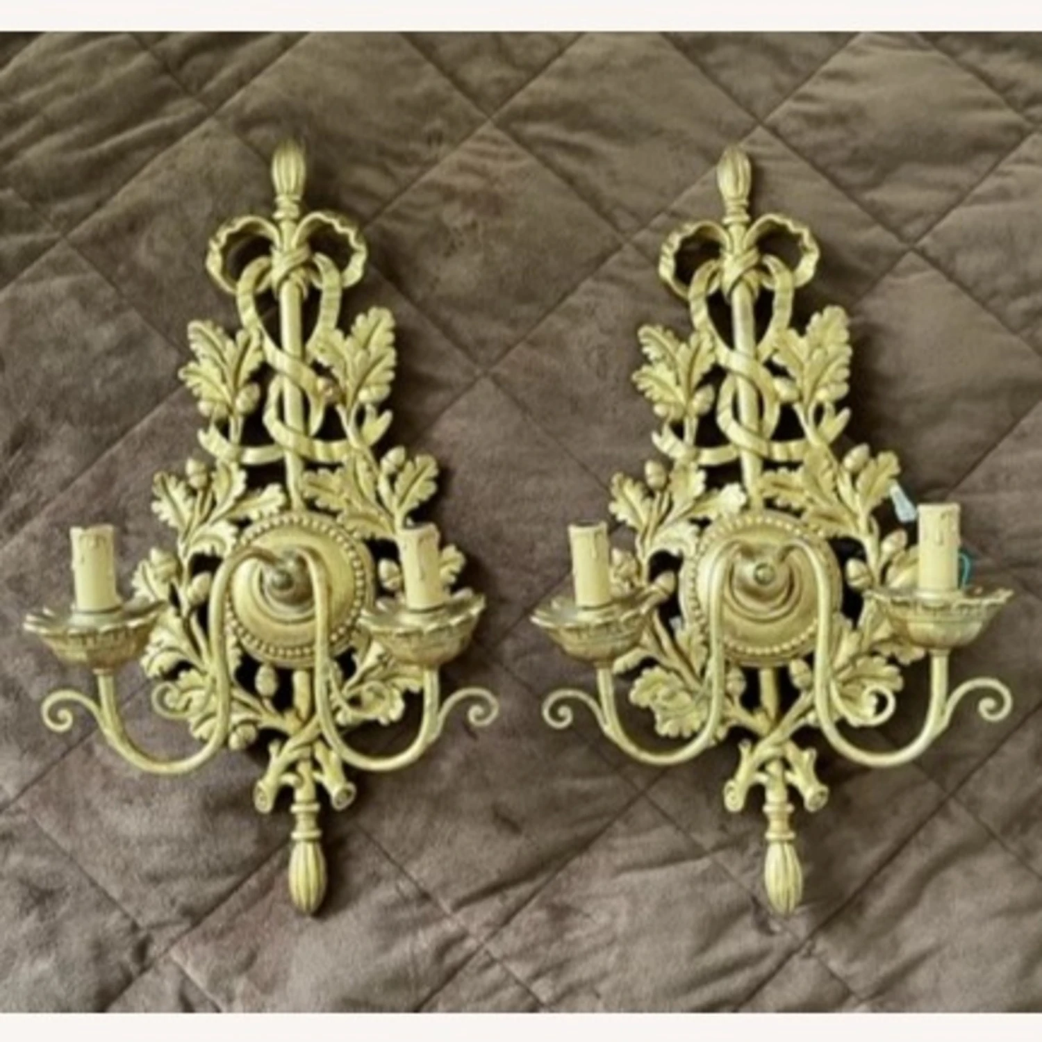 Hand-Crafted In Italy Gold Leaf Sconces (Pair) 7 Hand-Crafted In Italy Gold Leaf Sconces (Pair) - Image 5