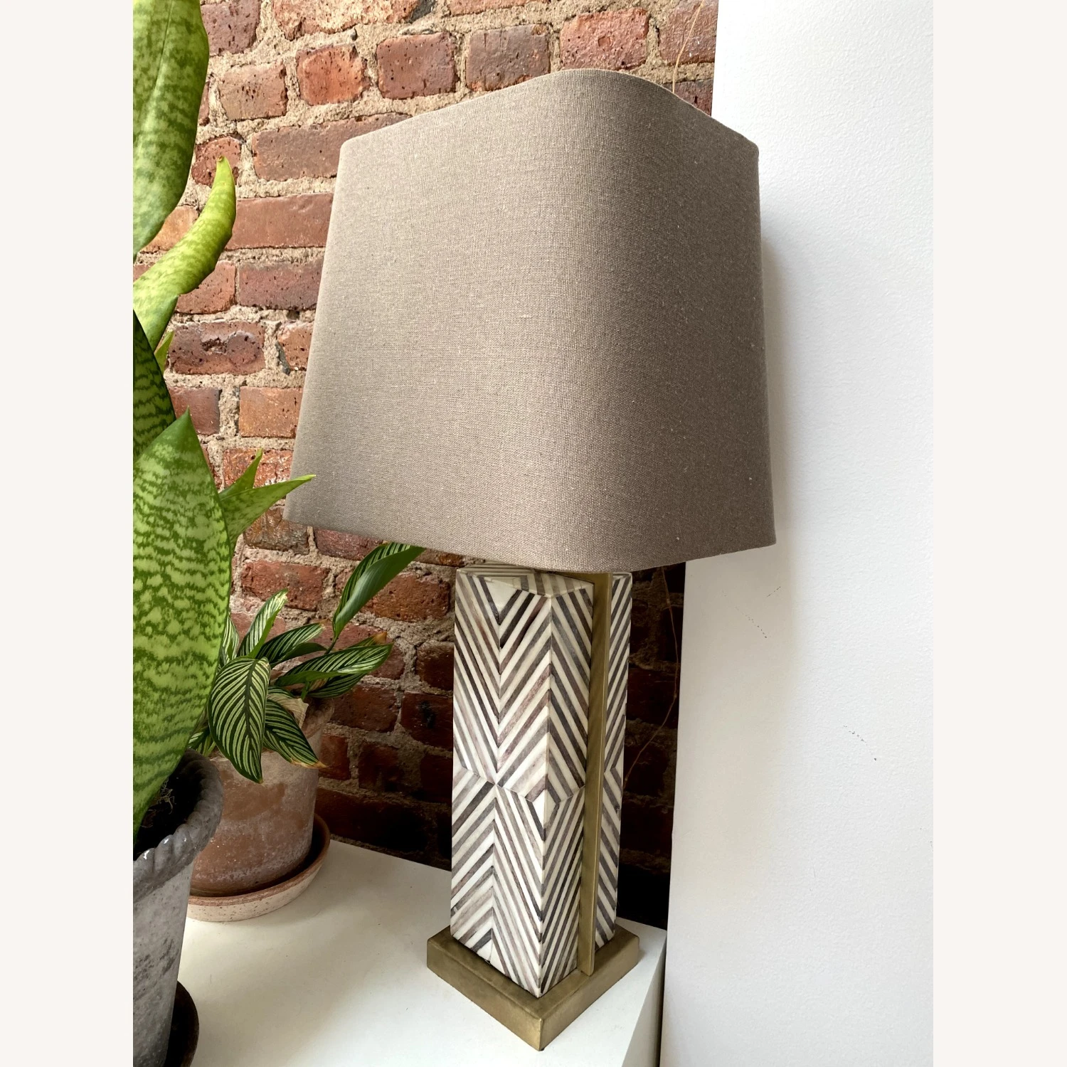 Marble Grey West Elm Lamp With Shades 4 Marble Grey West Elm Lamp With Shades - Image 2