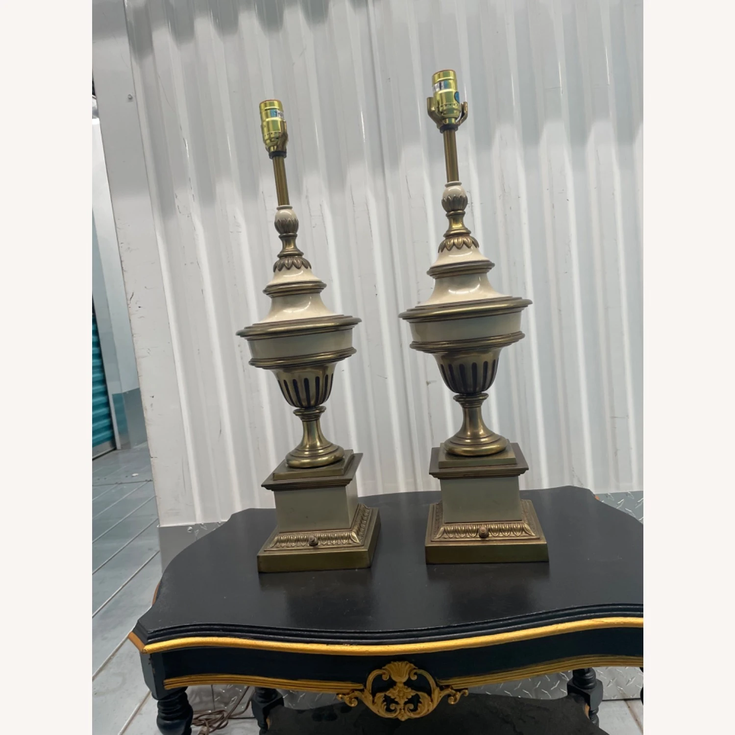 Pair Of Hollywood Regency Style Brass Stiffel Lamps 4 Pair Of Hollywood Regency Style Brass Stiffel Lamps - Image 2