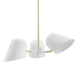 Other 3-Light Pendant Light In White&Satin Brass Canopy
