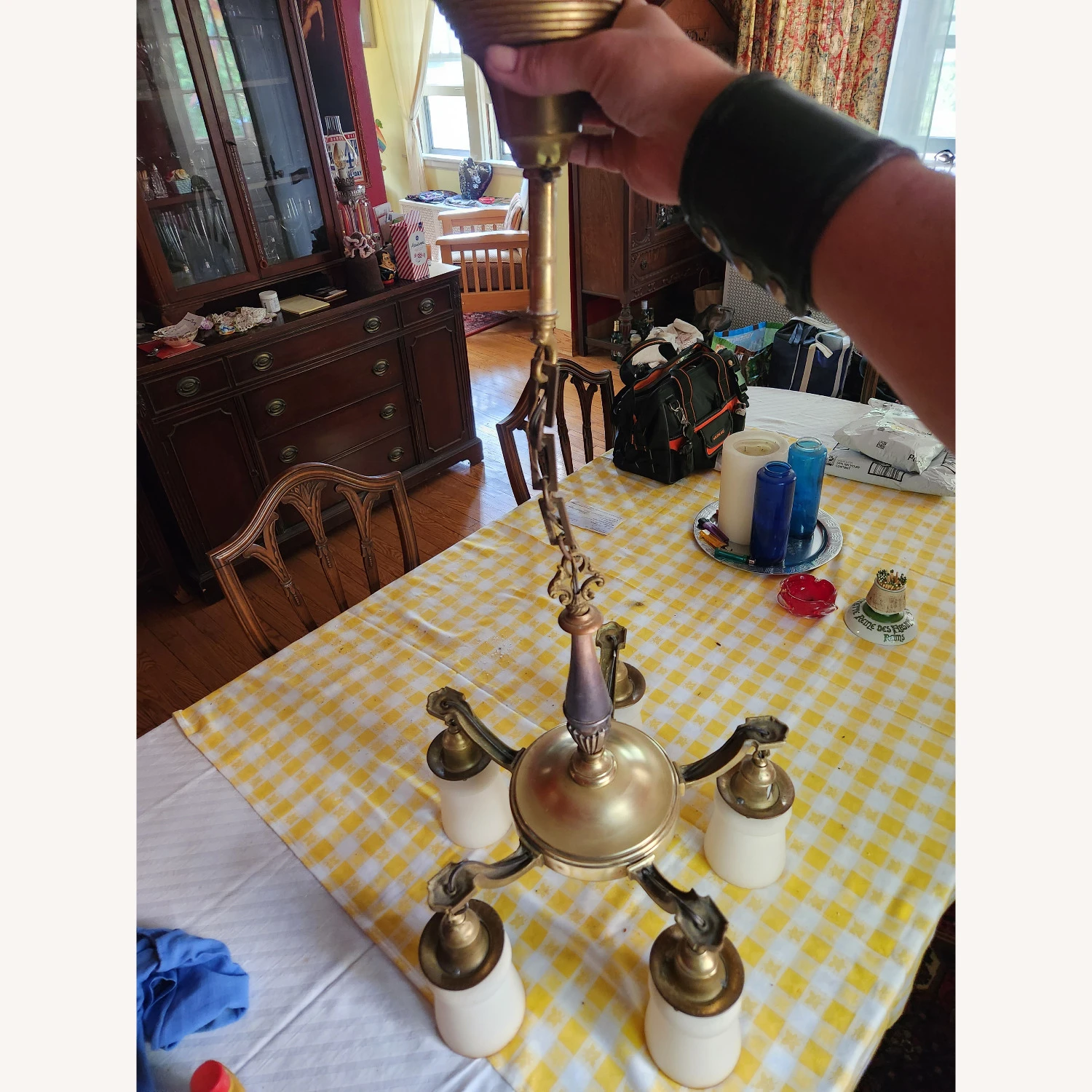 Antique Brass Ceiling Chandler 4 Antique Brass Ceiling Chandler - Image 2