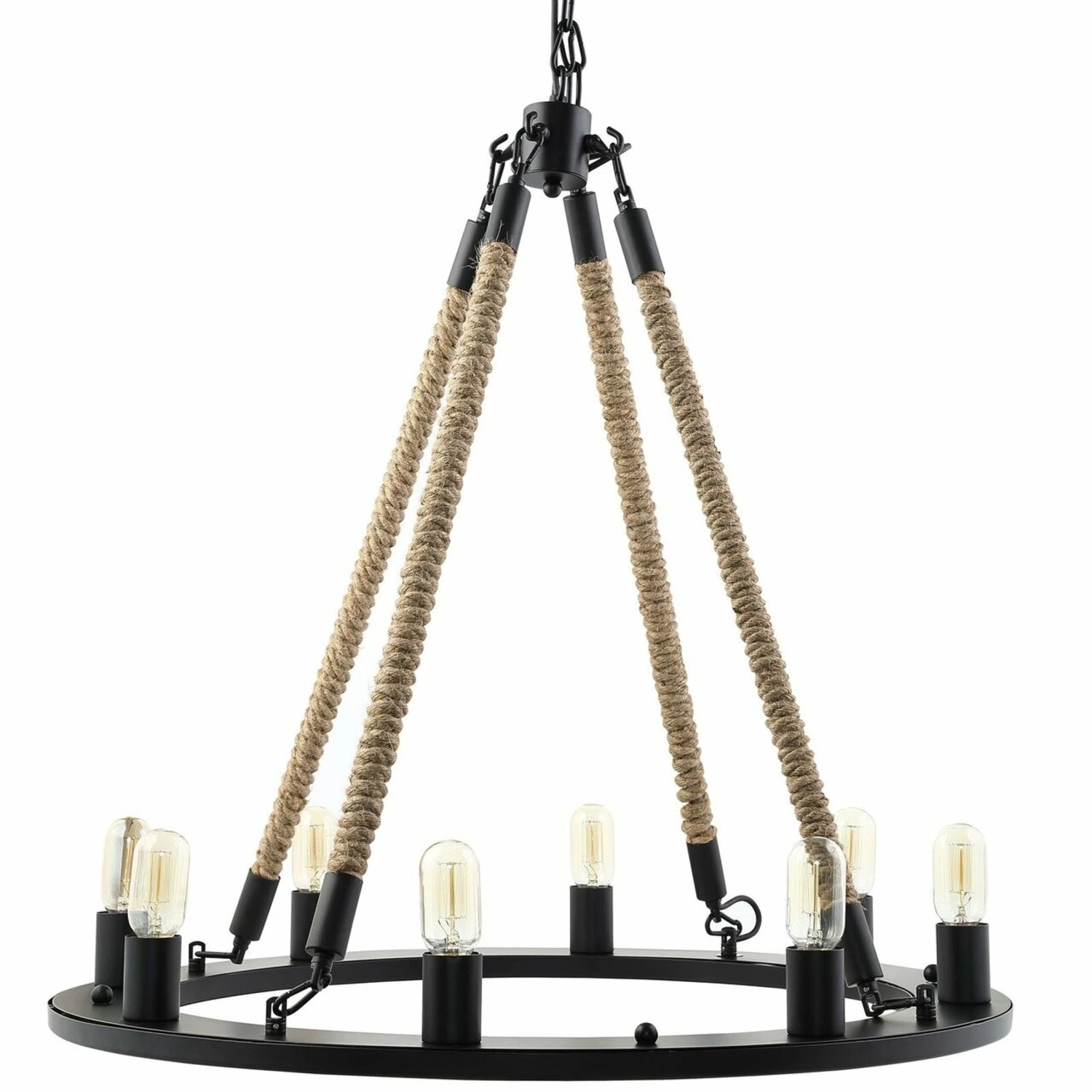 Other Chandelier In Black W/ Four Rope Cords Finish 6 Other Chandelier In Black W/ Four Rope Cords Finish - Image 4