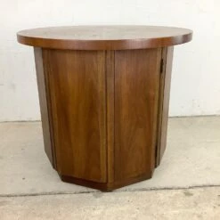 MCM Circular Walnut End Table Cabinet 30 MCM Circular Walnut End Table Cabinet -Home Furnishings Store 1500 1500 frame 0 1194