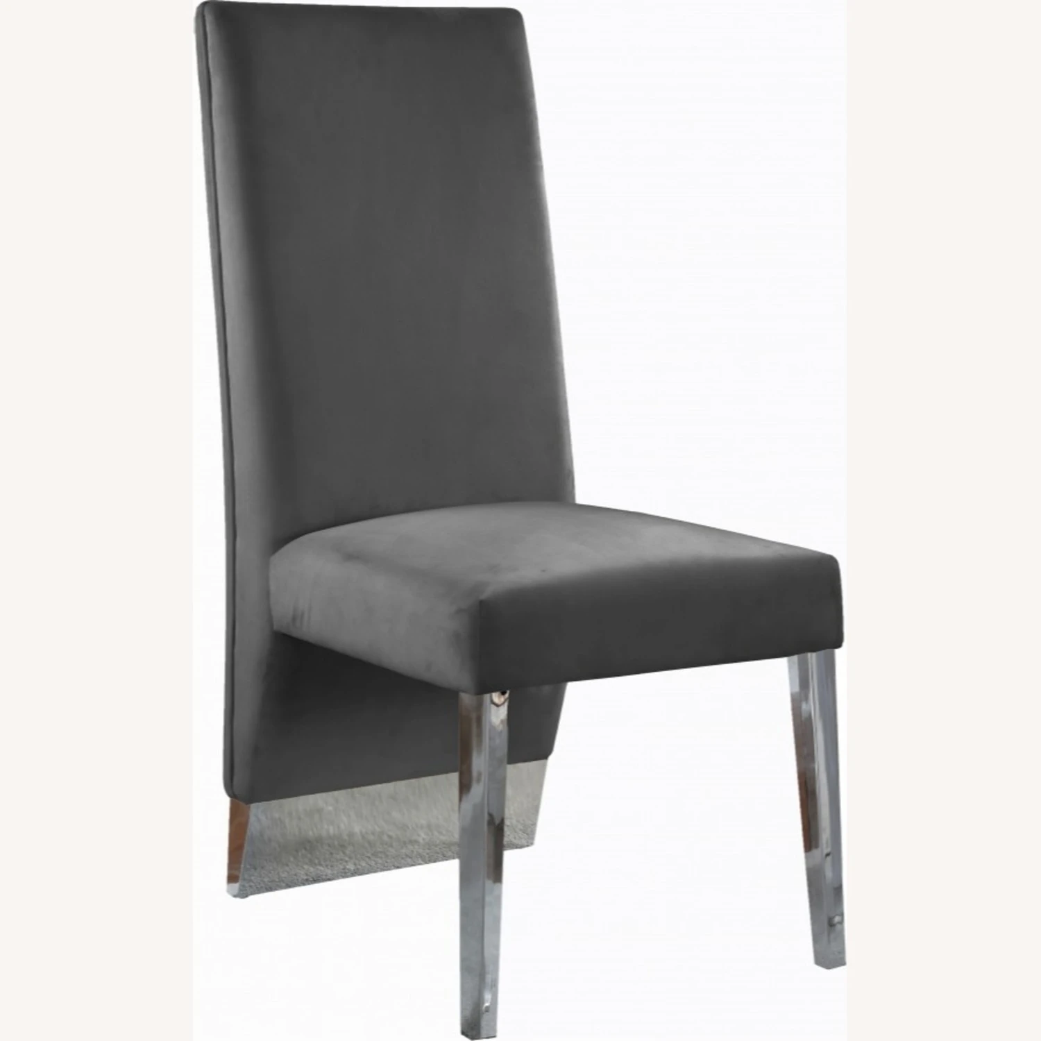 Other Dining Chair In Grey Velvet & Chrome Metal Legs 5 Other Dining Chair In Grey Velvet & Chrome Metal Legs - Image 3