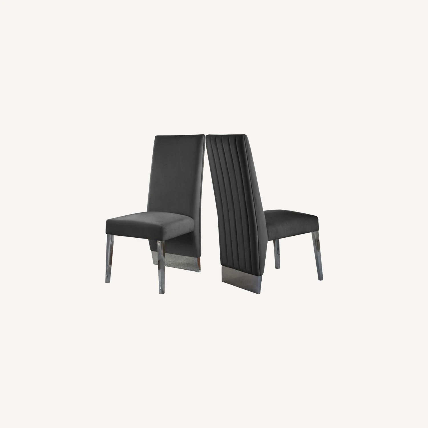 Other Dining Chair In Grey Velvet & Chrome Metal Legs 6 Other Dining Chair In Grey Velvet & Chrome Metal Legs - Image 4