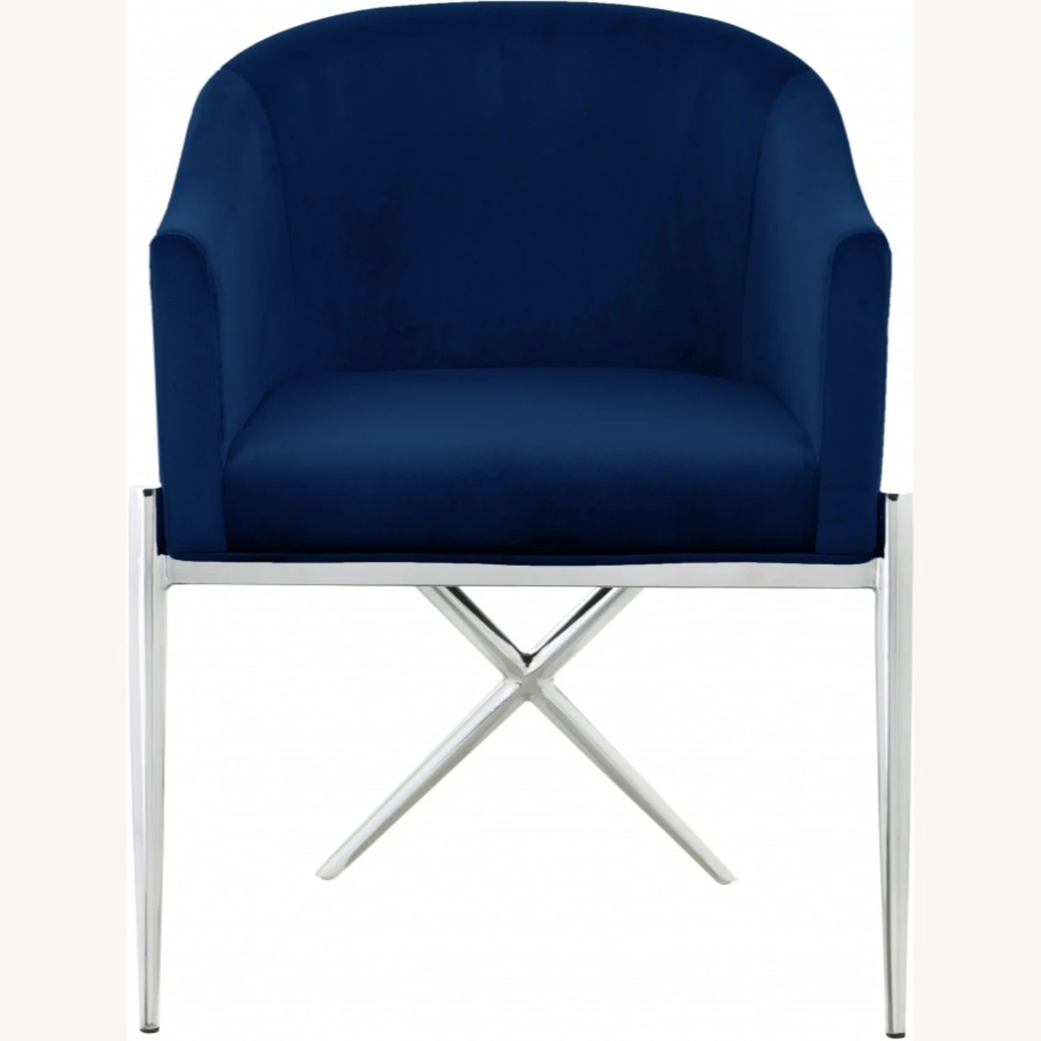Other Dining Chair In Navy Velvet & Chrome Steel Legs 4 Other Dining Chair In Navy Velvet & Chrome Steel Legs - Image 2