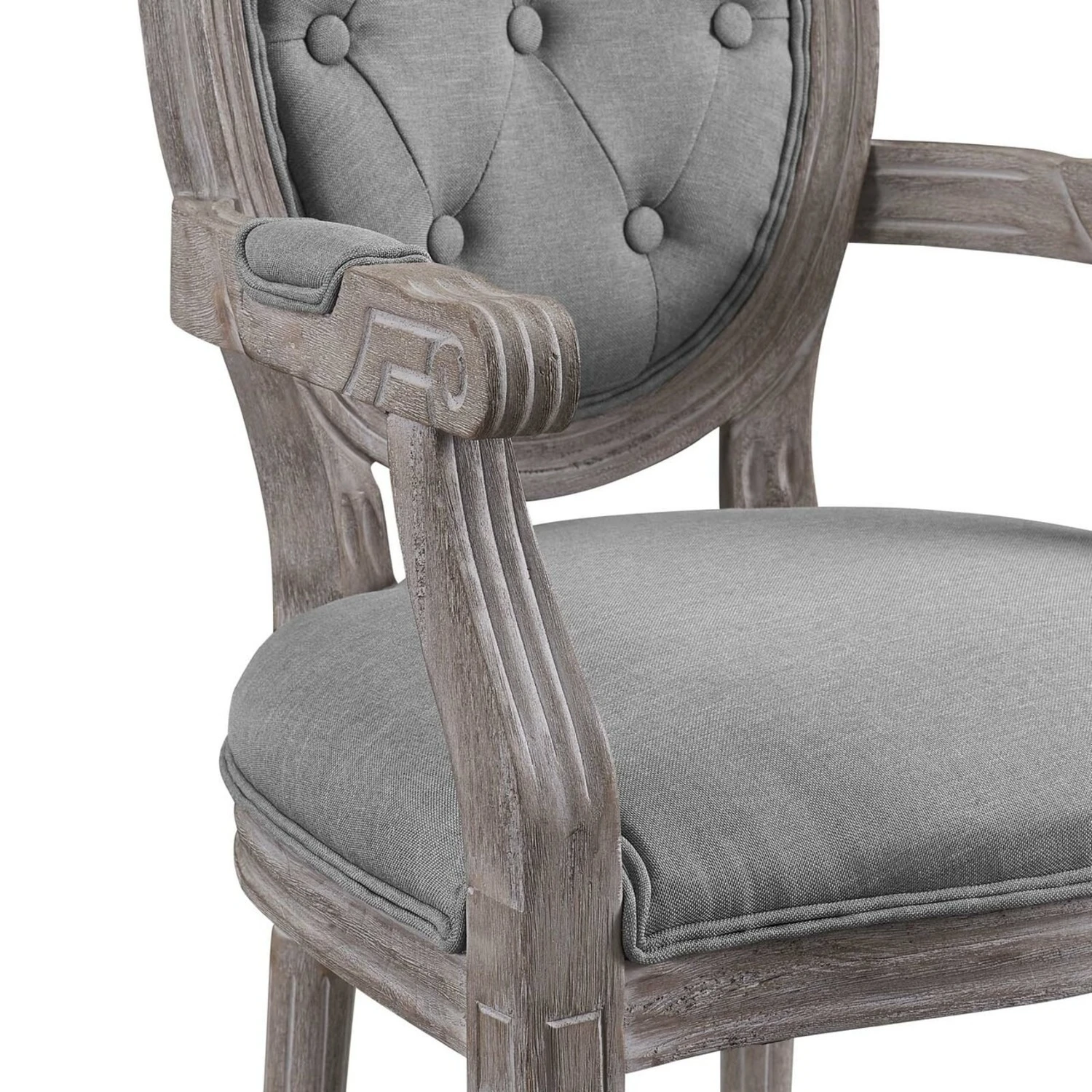 Other Dining Chair In Light Gray W/ Scooped Armrests 4 Other Dining Chair In Light Gray W/ Scooped Armrests - Image 2