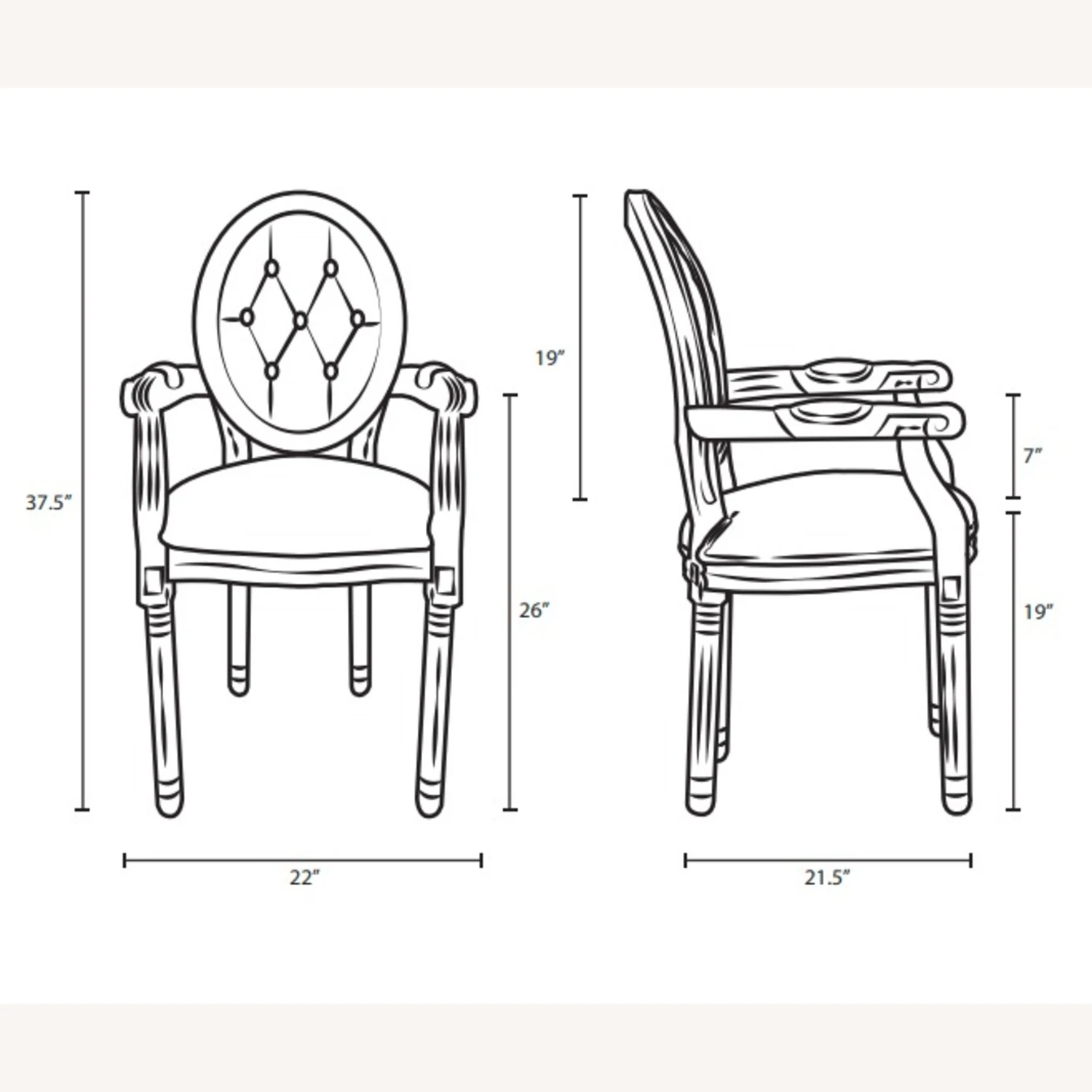 Other Dining Chair In Light Gray W/ Scooped Armrests 7 Other Dining Chair In Light Gray W/ Scooped Armrests - Image 5