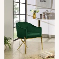Other Dining Chair In Green Velvet & Gold Steel Legs
