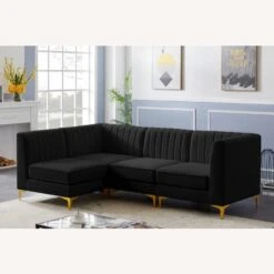Other Modular Sectional In Channel Tufted Black Velvet