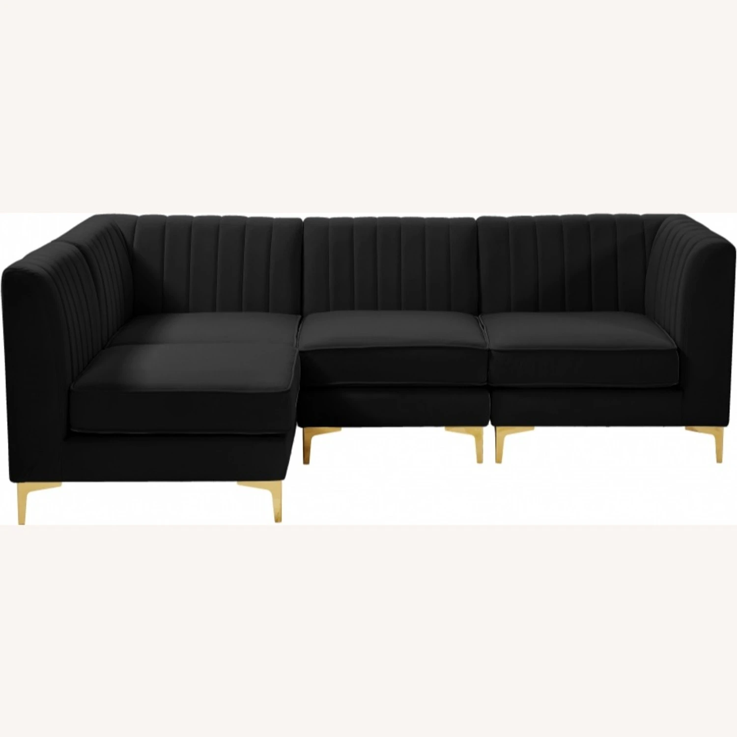 Other Modular Sectional In Channel Tufted Black Velvet 6 Other Modular Sectional In Channel Tufted Black Velvet - Image 4