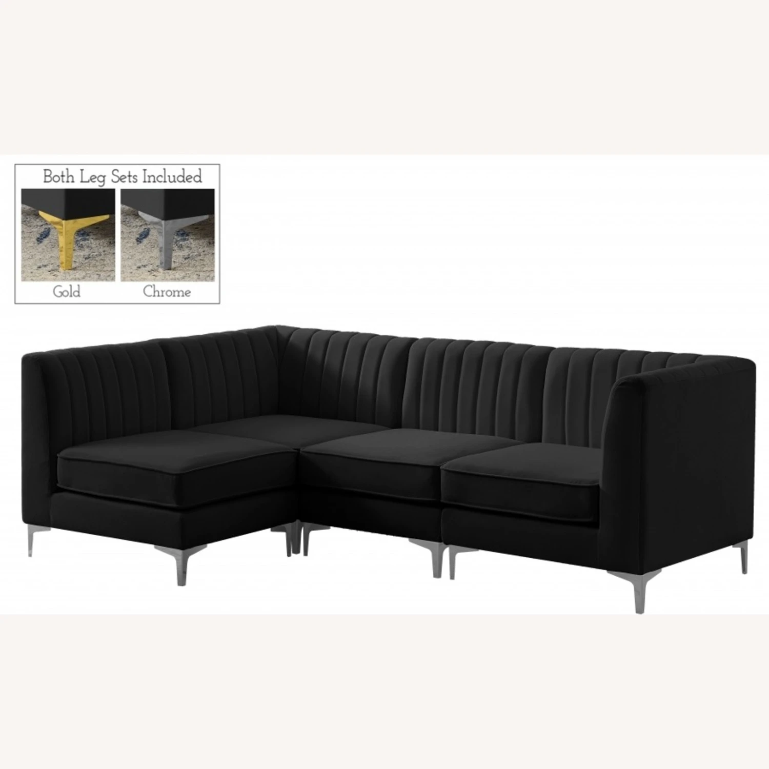 Other Modular Sectional In Channel Tufted Black Velvet 8 Other Modular Sectional In Channel Tufted Black Velvet - Image 6