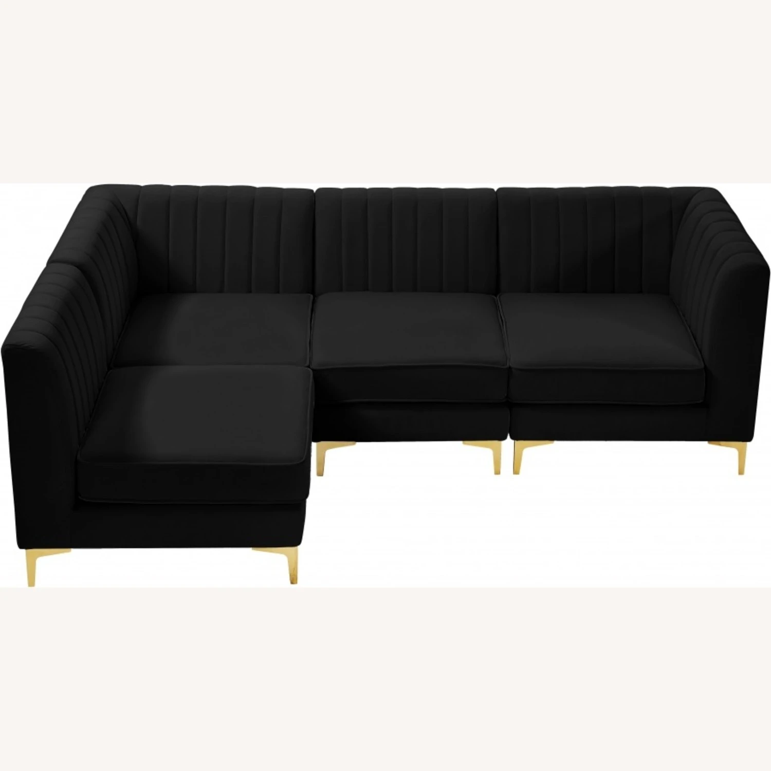 Other Modular Sectional In Channel Tufted Black Velvet 17 Other Modular Sectional In Channel Tufted Black Velvet - Image 15