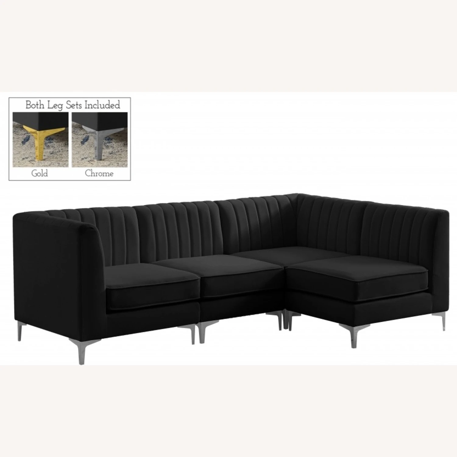 Other Modular Sectional In Channel Tufted Black Velvet 21 Other Modular Sectional In Channel Tufted Black Velvet - Image 19