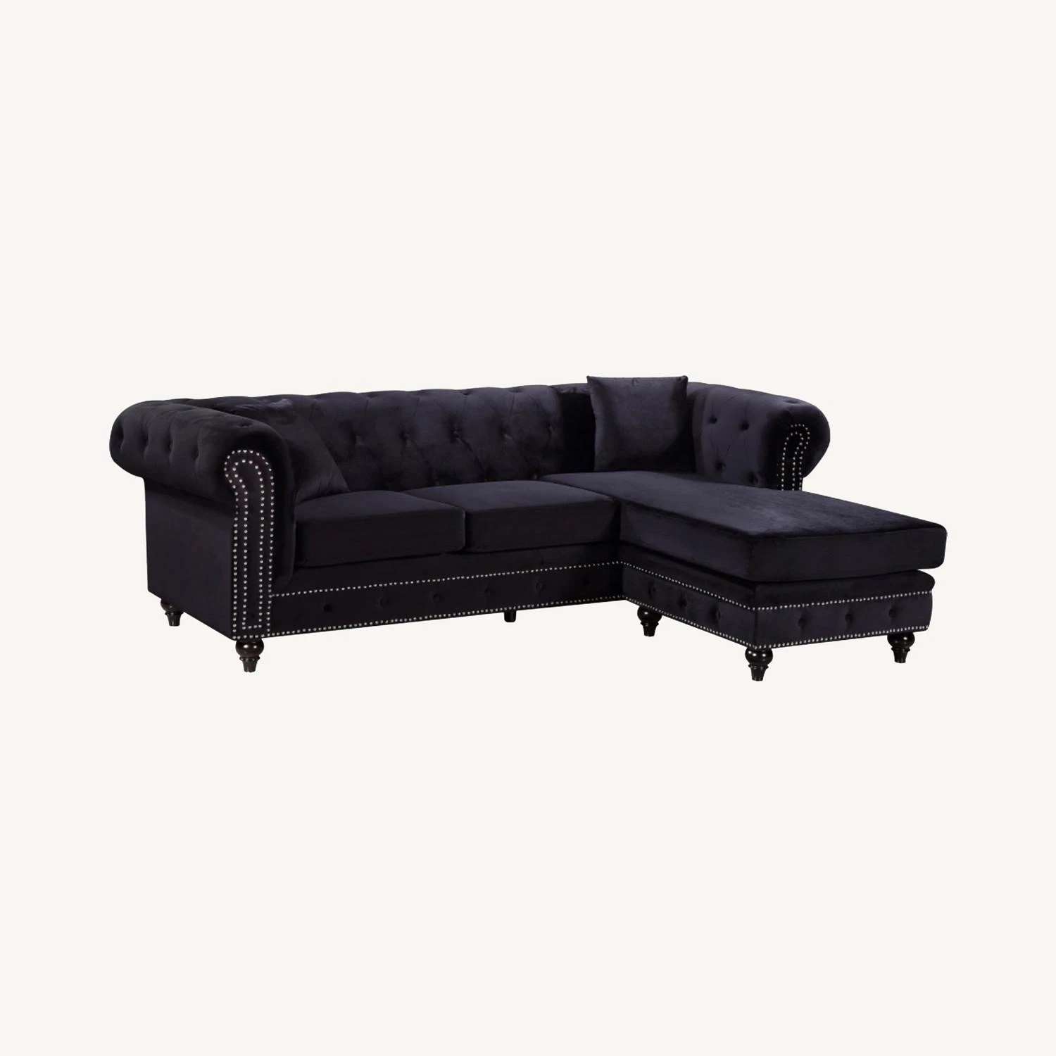 Other 2-Piece Sectional In Black W/ Double Row Nailheads 5 Other 2-Piece Sectional In Black W/ Double Row Nailheads - Image 3