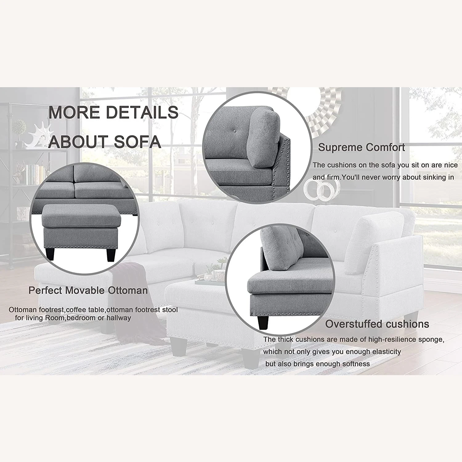 Other L-Shape Sectional Sofa With Ottoman - Left Chaise 6 Other L-Shape Sectional Sofa With Ottoman - Left Chaise - Image 4