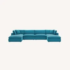 Other 6-Piece Sectional Sofa In Teal Linen Fabric