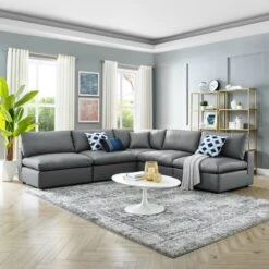 Other 5-Piece Sectional Sofa In Gray Vegan Leather -Home Furnishings Store 1500 1500 frame 0 2005