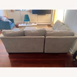 Crate & Barrel Gray Sectional + Ottoman