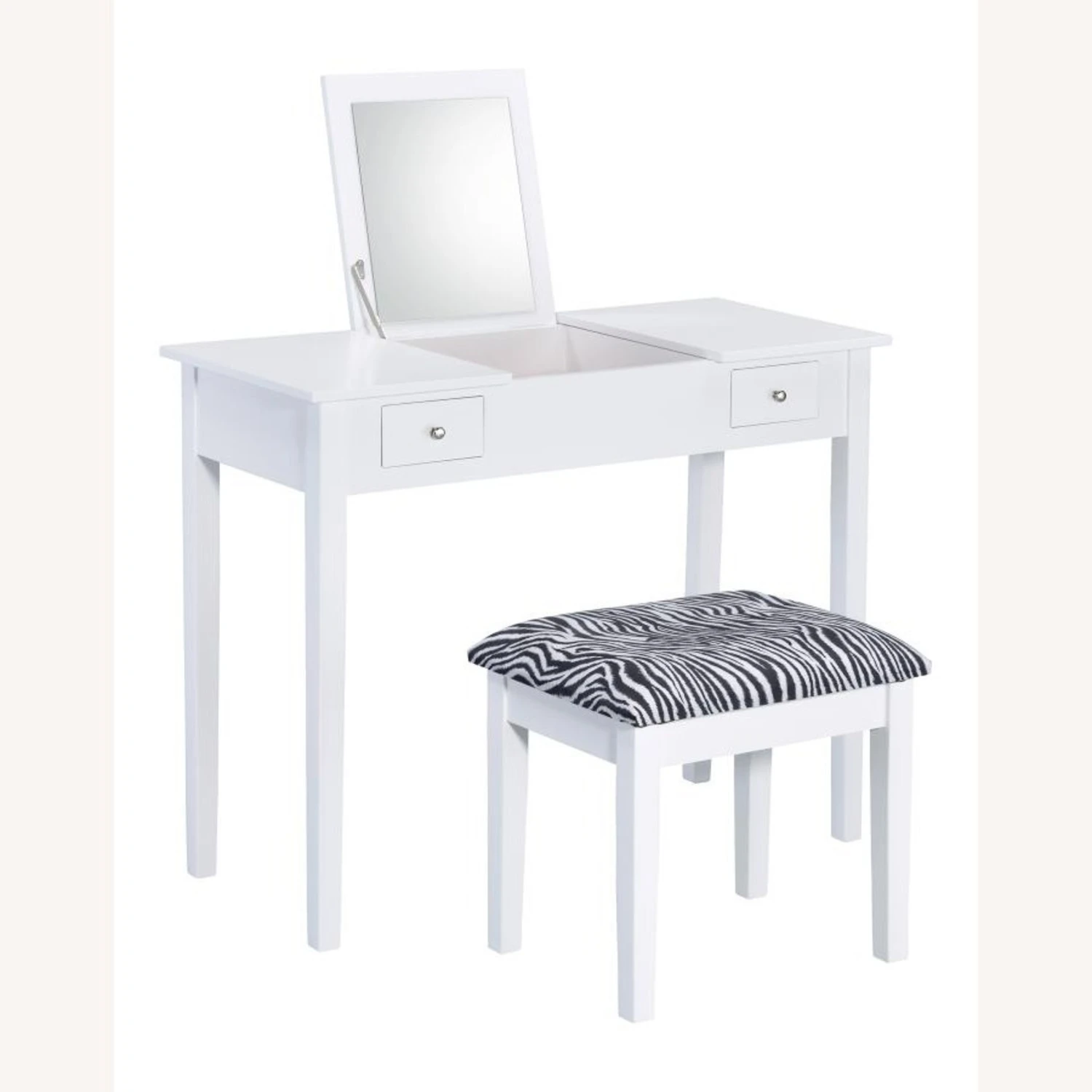Other Vanity Desk In White Finish W/ Zebra Design Stool 4 Other Vanity Desk In White Finish W/ Zebra Design Stool - Image 2