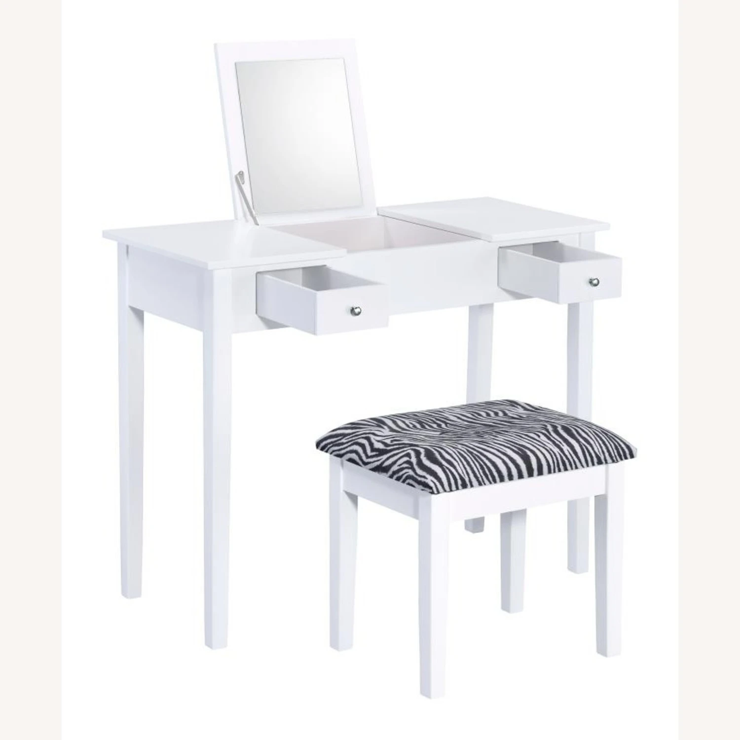 Other Vanity Desk In White Finish W/ Zebra Design Stool 6 Other Vanity Desk In White Finish W/ Zebra Design Stool - Image 4