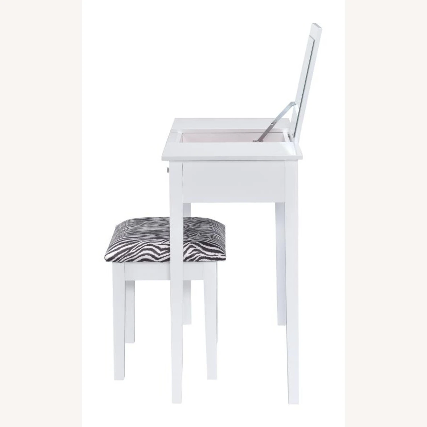 Other Vanity Desk In White Finish W/ Zebra Design Stool 7 Other Vanity Desk In White Finish W/ Zebra Design Stool - Image 5
