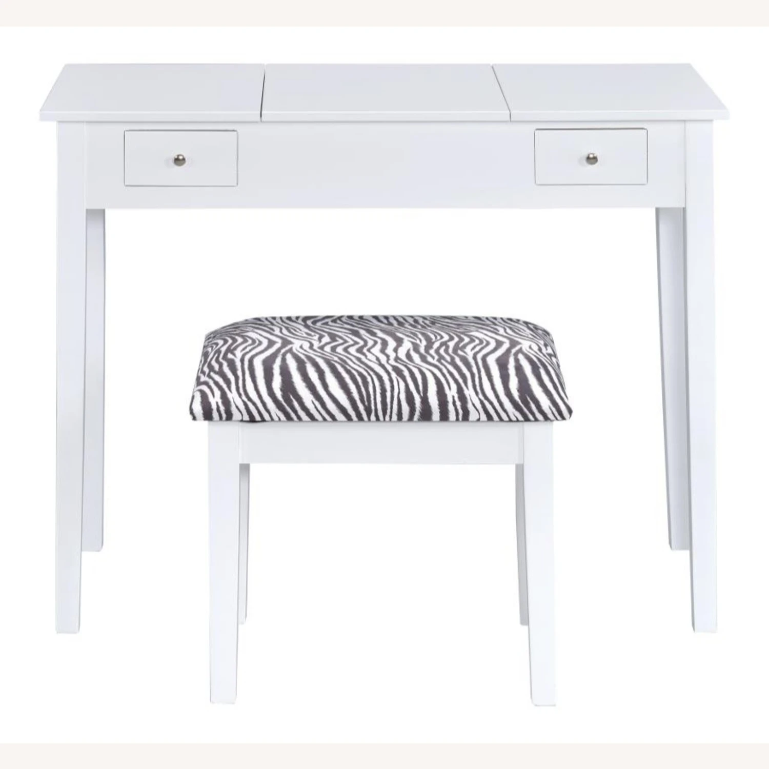 Other Vanity Desk In White Finish W/ Zebra Design Stool 9 Other Vanity Desk In White Finish W/ Zebra Design Stool - Image 7