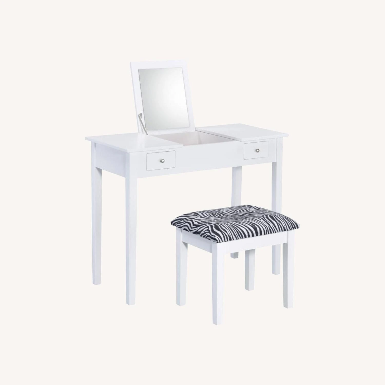 Other Vanity Desk In White Finish W/ Zebra Design Stool 11 Other Vanity Desk In White Finish W/ Zebra Design Stool - Image 9