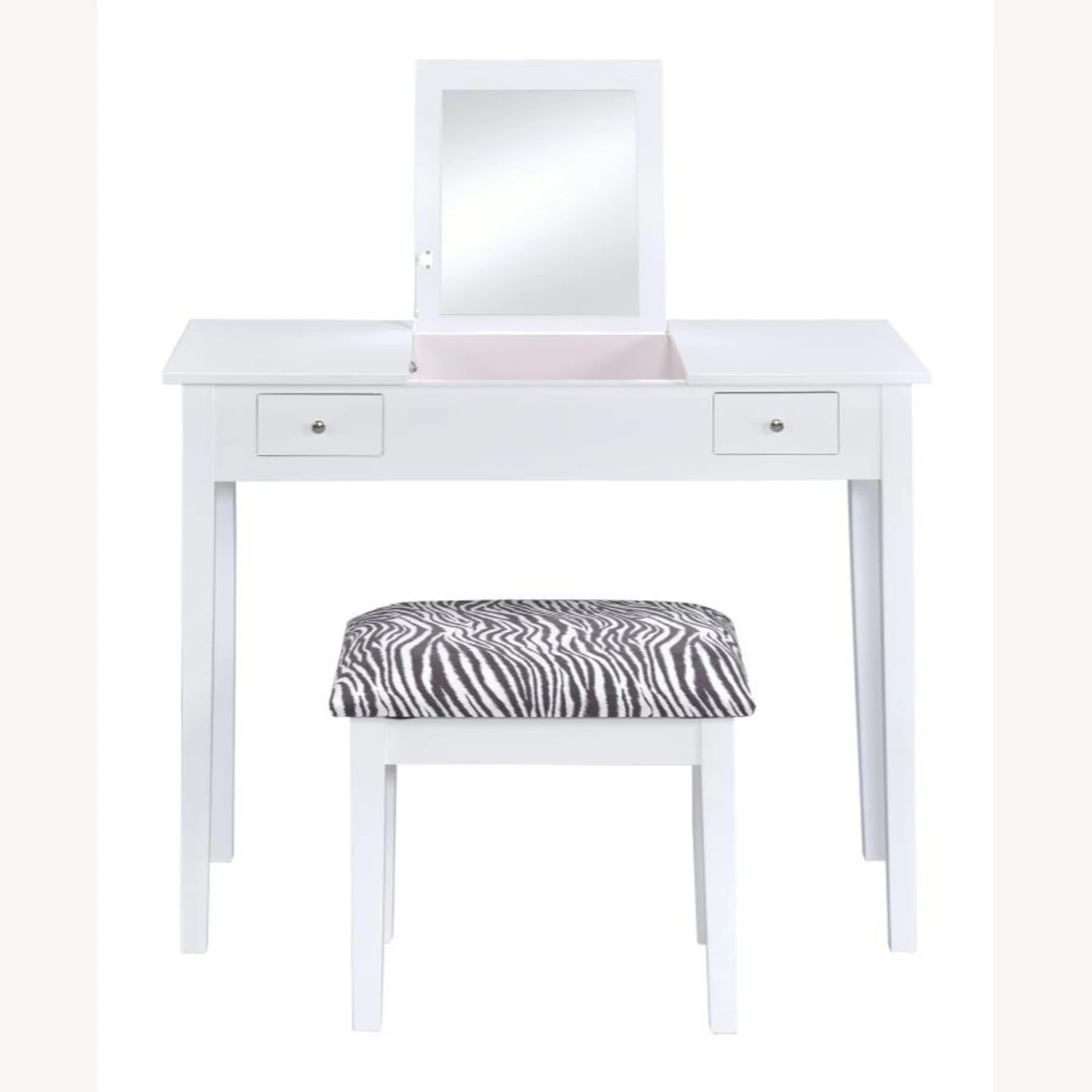 Other Vanity Desk In White Finish W/ Zebra Design Stool 13 Other Vanity Desk In White Finish W/ Zebra Design Stool - Image 11