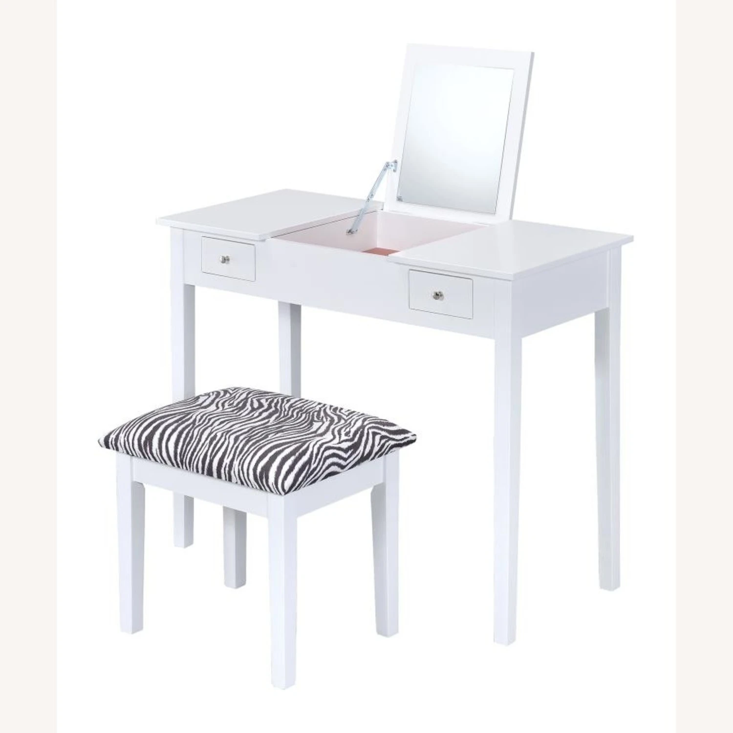 Other Vanity Desk In White Finish W/ Zebra Design Stool 18 Other Vanity Desk In White Finish W/ Zebra Design Stool - Image 16