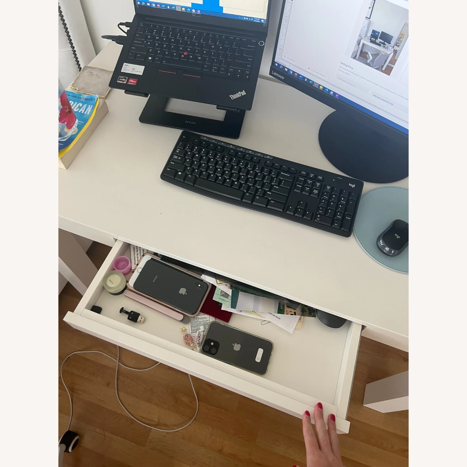 West Elm White Parsons Desk 7 West Elm White Parsons Desk - Image 5