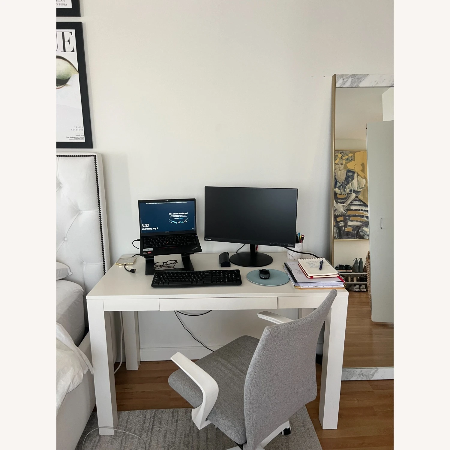 West Elm White Parsons Desk 8 West Elm White Parsons Desk - Image 6