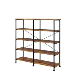 Other Antique Nutmeg Bookcase With Black Metal Frame -Home Furnishings Store 1500 1500 frame 0 248
