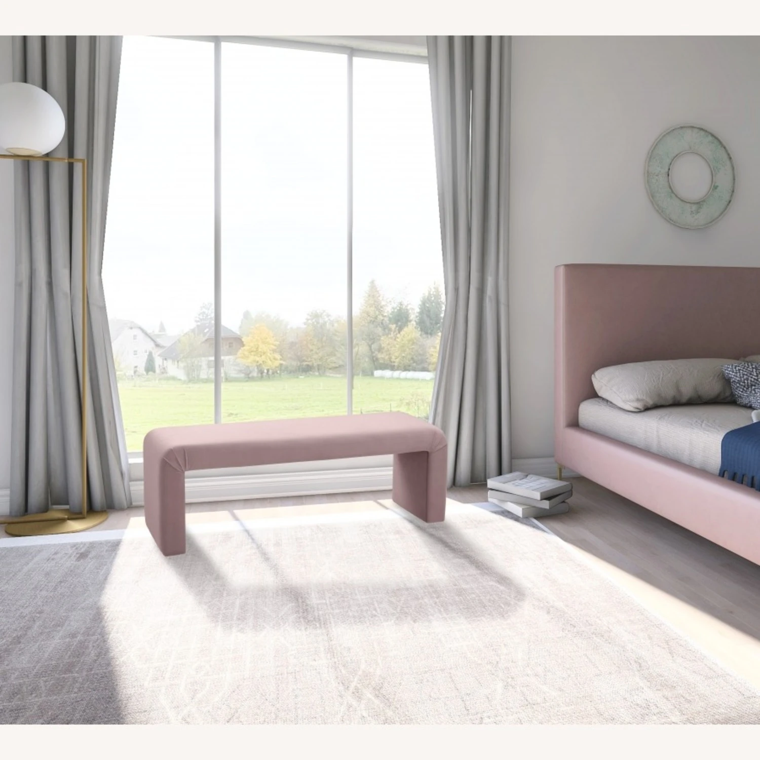 Other Contemporary Style Bench In Pink Velvet Finish 6 Other Contemporary Style Bench In Pink Velvet Finish - Image 4