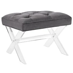 Other Bench In Gray Button Tufted Seat & Acrylic Legs 13 Other Bench In Gray Button Tufted Seat & Acrylic Legs -Home Furnishings Store 1500 1500 frame 0 2668