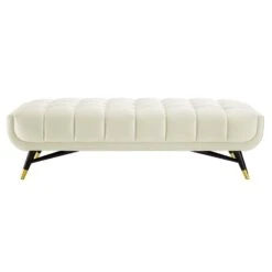 Other 60" Bench In Ivory Velvet With Black Legs Finish -Home Furnishings Store 1500 1500 frame 0 2724