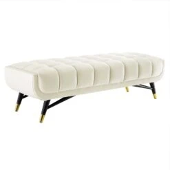 Other 60" Bench In Ivory Velvet With Black Legs Finish -Home Furnishings Store 1500 1500 frame 0 2726