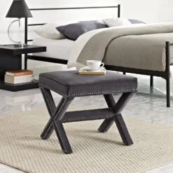 Other Bench In Gray Fabric W/ Elegant Nailhead Trim -Home Furnishings Store 1500 1500 frame 0 2757