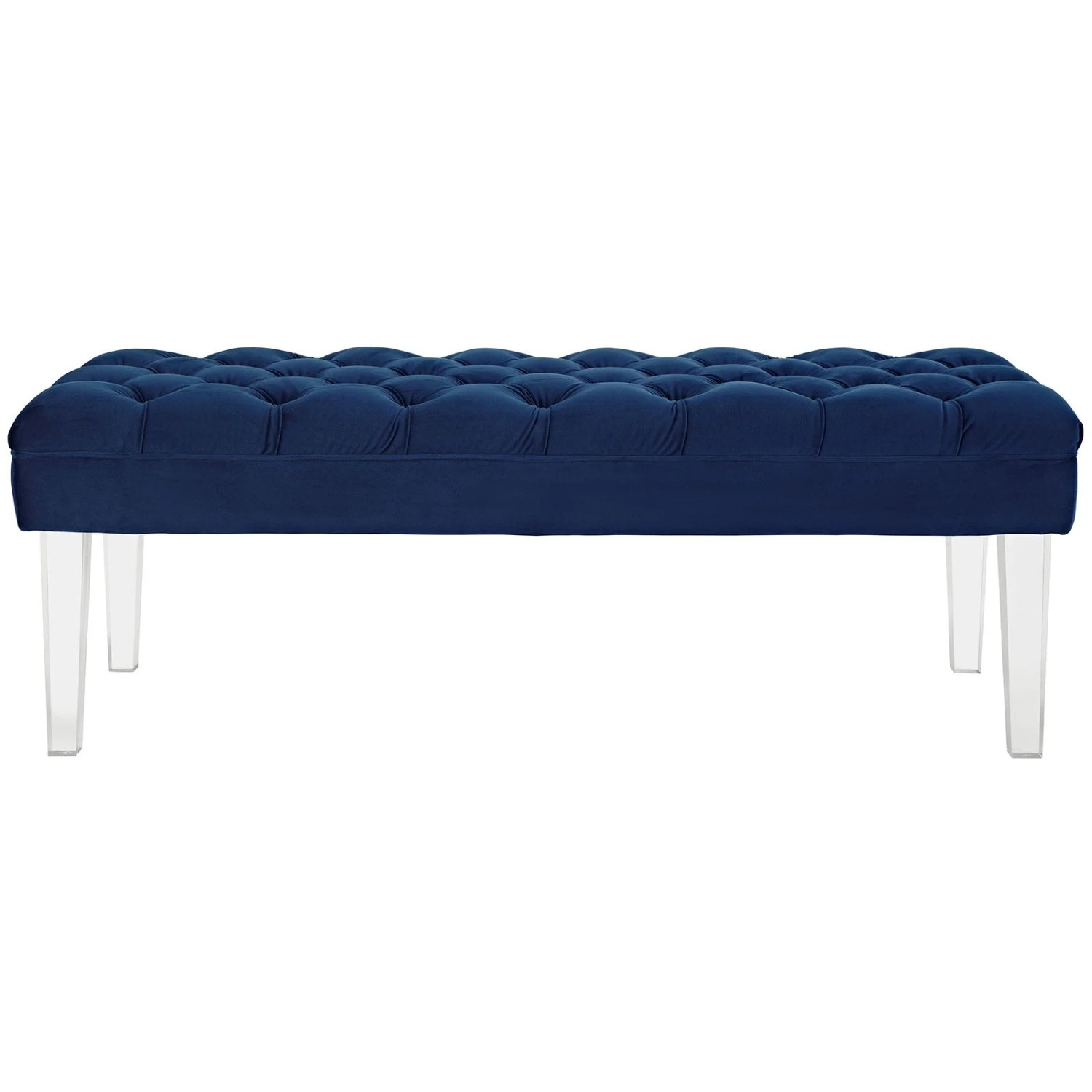 Other Bench In Navy Velvet Fabric W Clear Acrylic Legs 6 Other Bench In Navy Velvet Fabric W Clear Acrylic Legs - Image 4