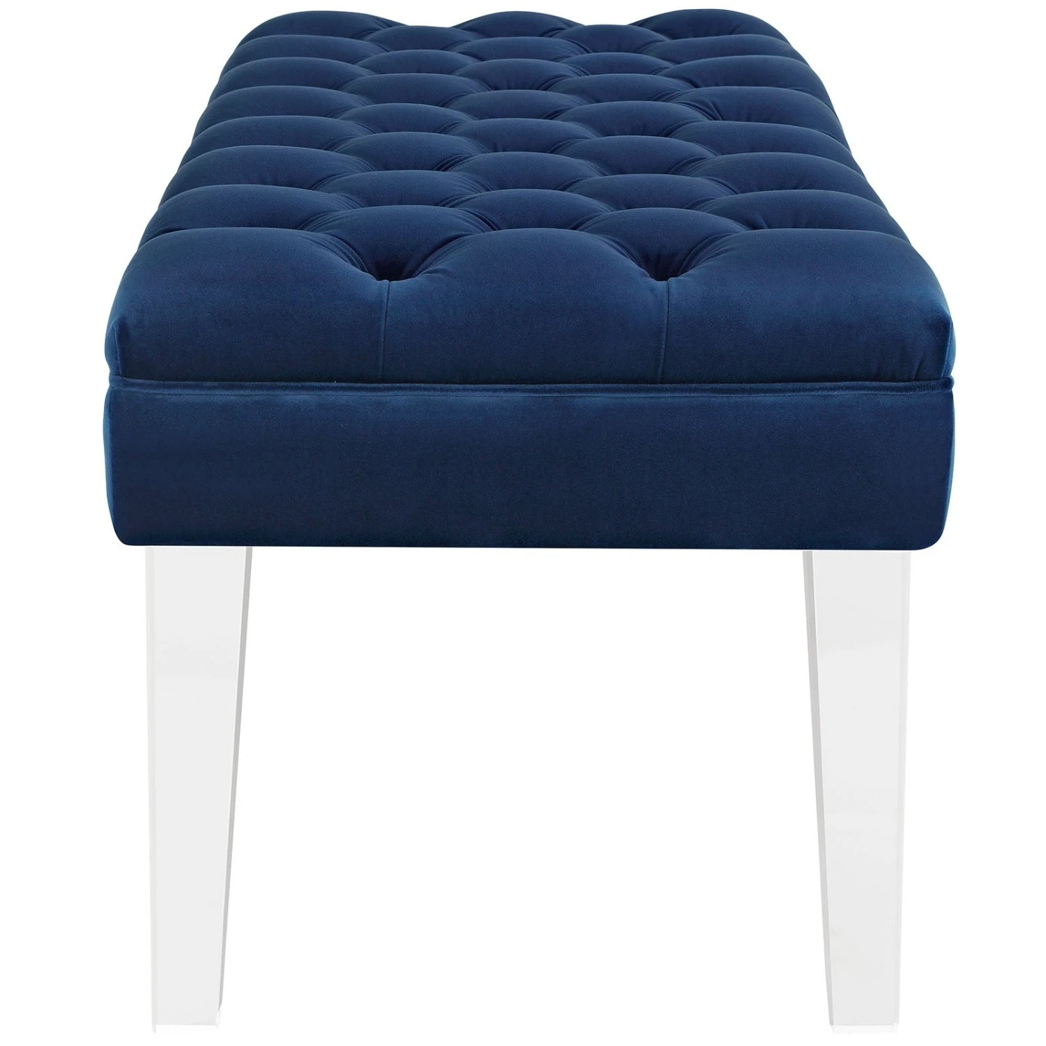Other Bench In Navy Velvet Fabric W Clear Acrylic Legs 7 Other Bench In Navy Velvet Fabric W Clear Acrylic Legs - Image 5